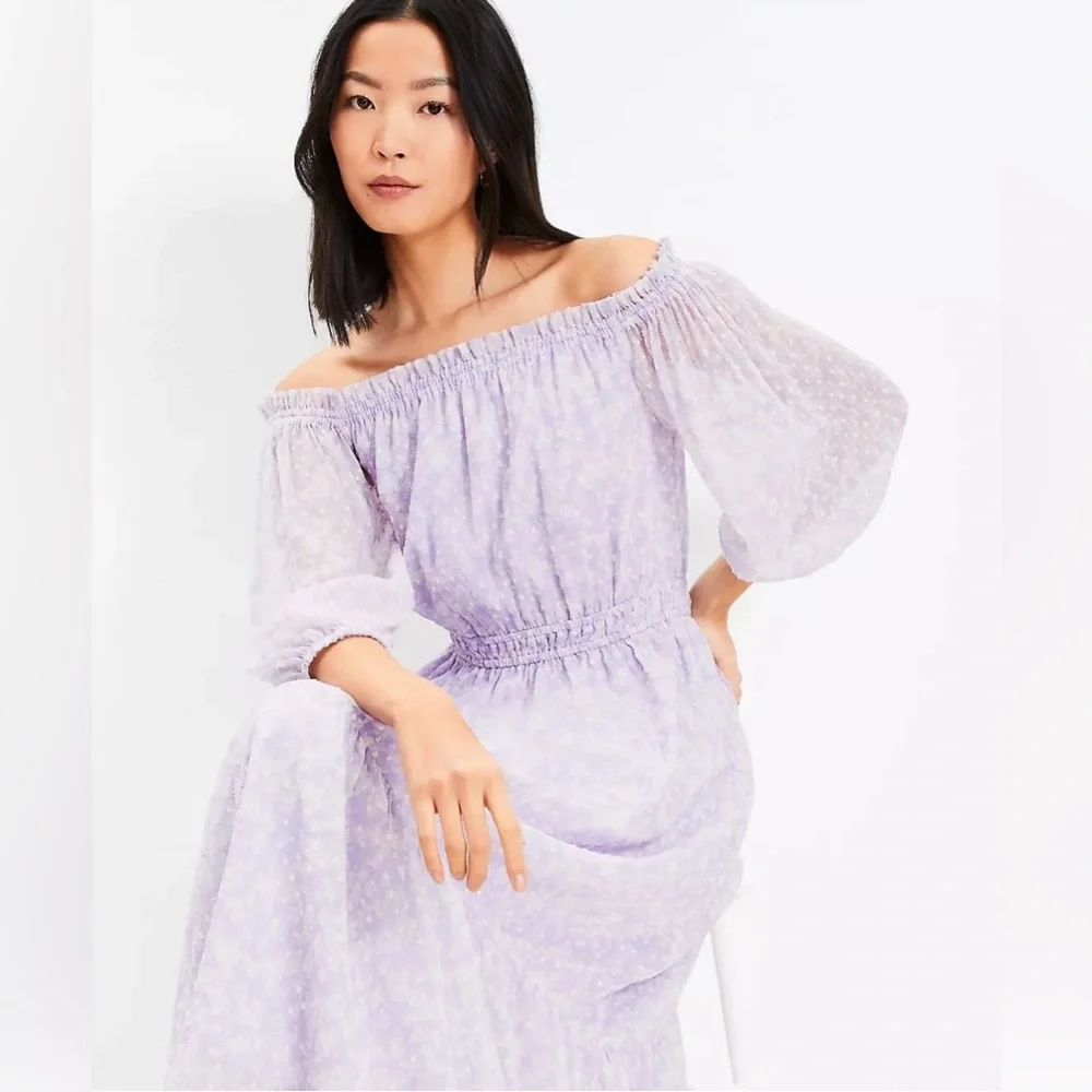 LOFT Lavender Off-Shoulder Maxi Dress - Picture 3 of 10